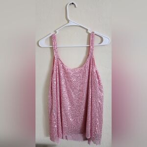 Pink Sequin Tank Top